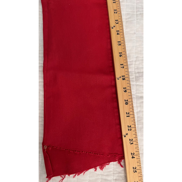 Mother Jeans Women's Sz 24 Red The Insider Crop Step Fray Distressed Hem - Picture 10 of 10